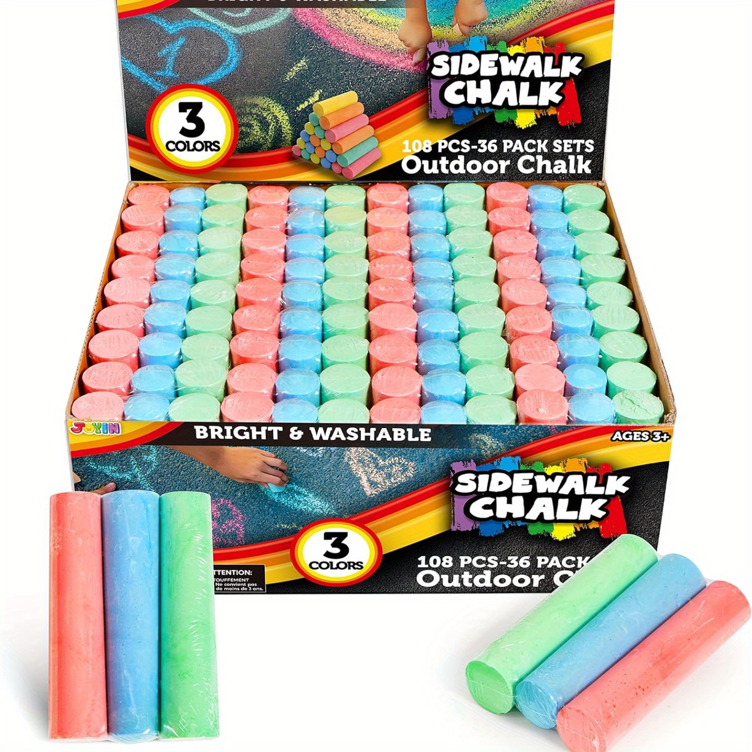 Chalk Outdoor Jumbo - 108 PCS Sidewalk Chalk Set in