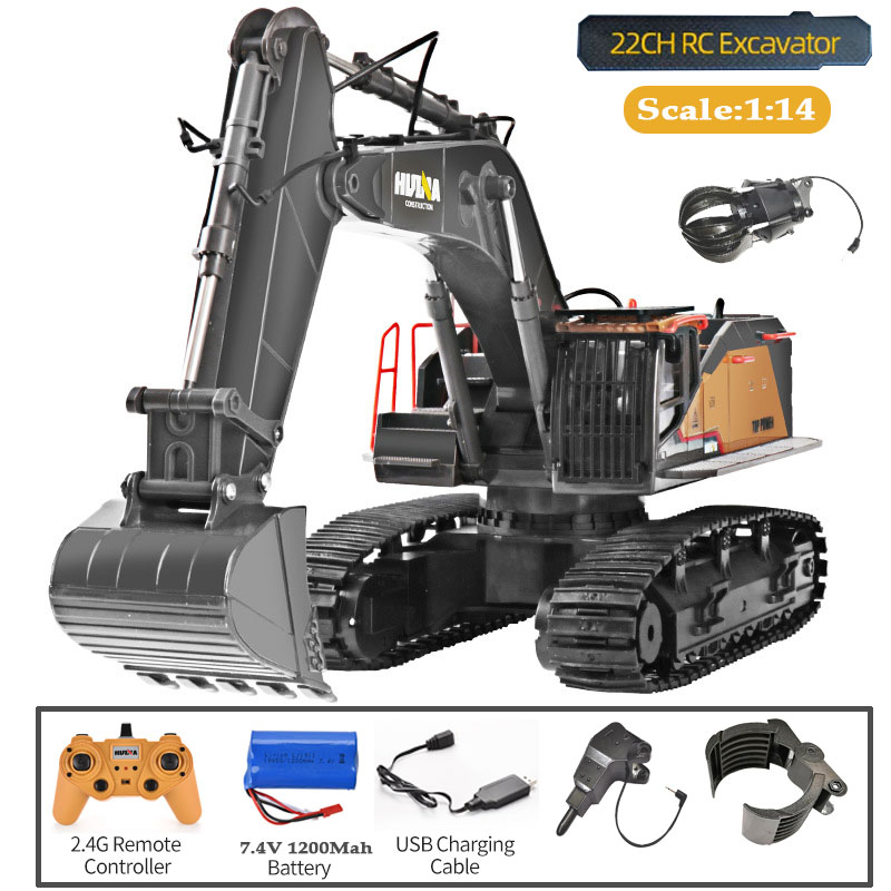 Kids Outdoor Digger - HUINA 1592 Alloy Excavator Truck 1/14
