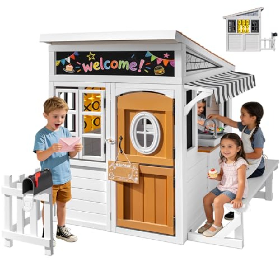 Kids Outdoor Nature Play - Outdoor playhouse for kids 3-12, cedar