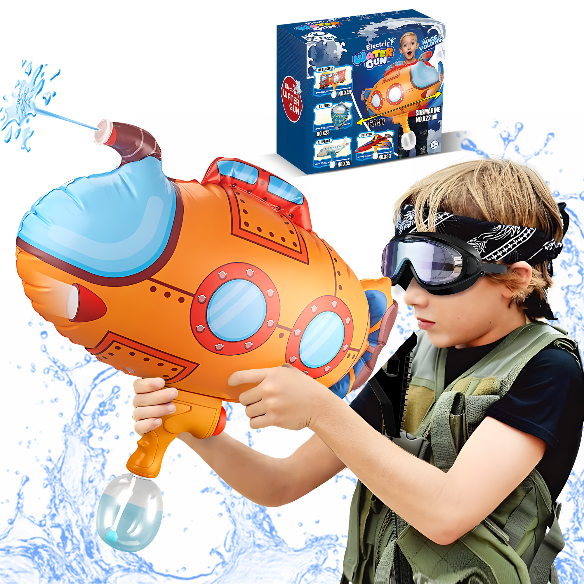 Kids Outdoor Nature Play - Water Guns for Kids, Inflatable Water
