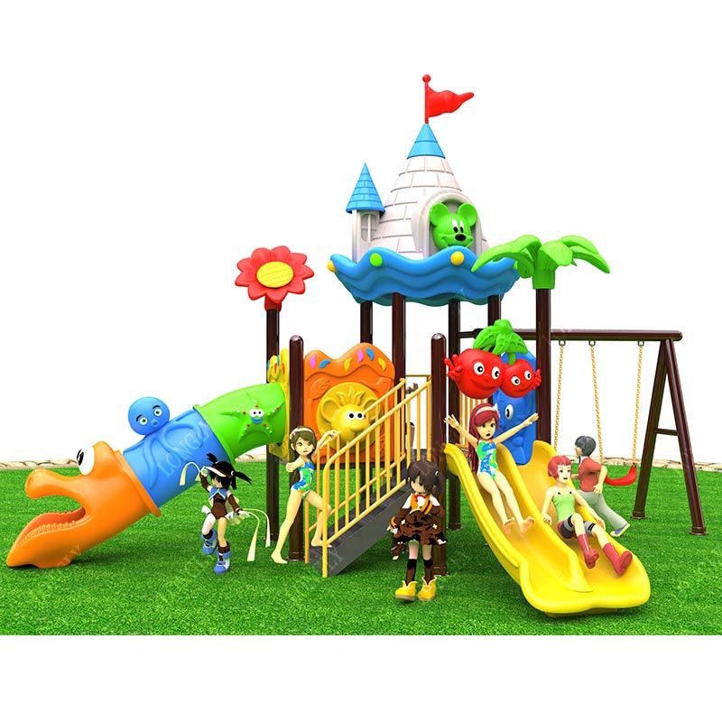 Kids Outdoor Playground - Children Playground Slide with Swing Sets