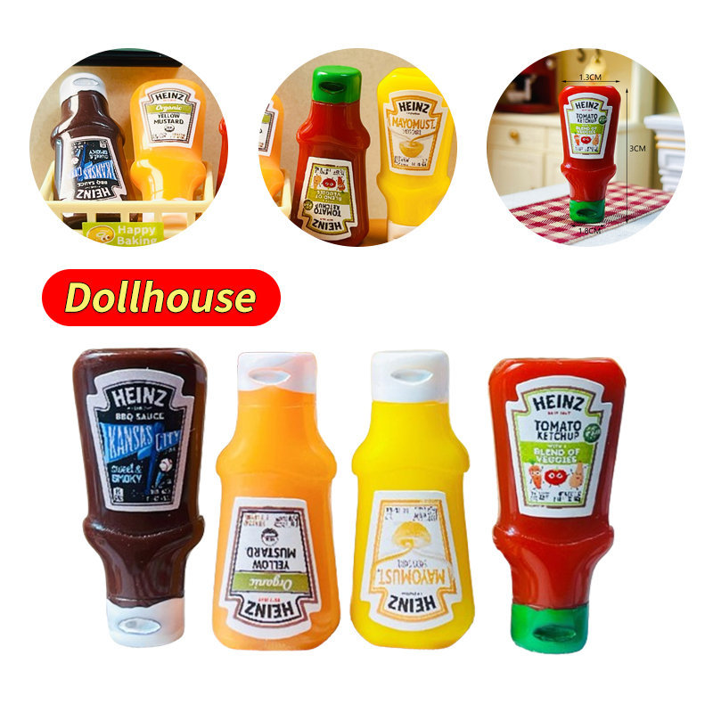 Kids Outdoor Kitchen Accessories - 4Pcs Dollhouse Miniature Strawberry Sauce Jam