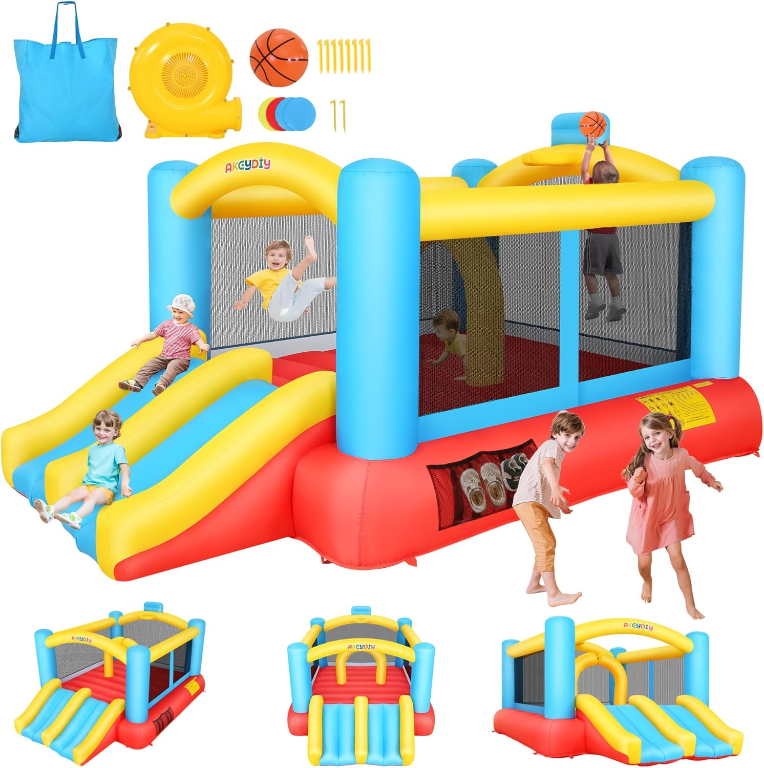 Kids Outdoor Inflatable - Kids Inflatable Bouncy Castle with 2