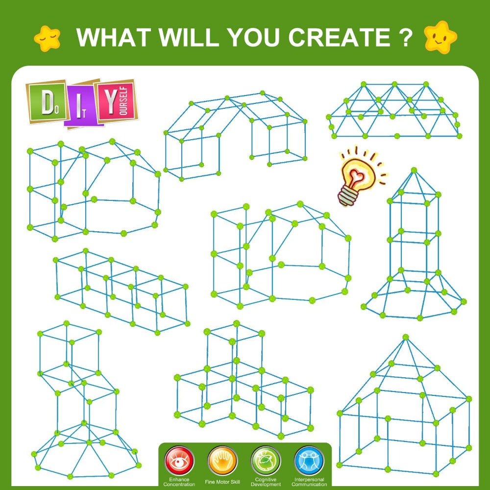 200 Pcs Fort Building Kit for  – Outdoor Kid Bewertung und Preis