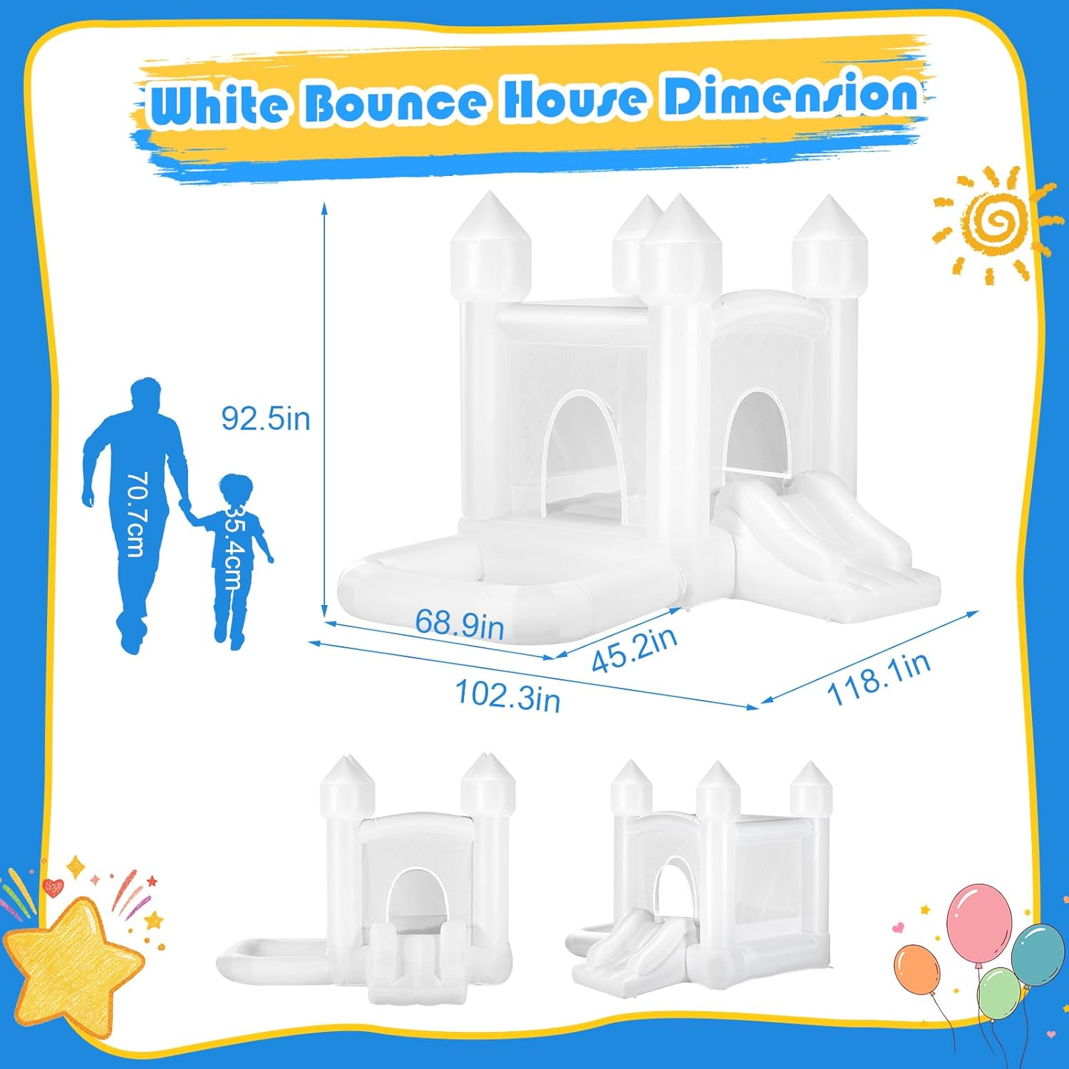 Kids White Bounce House with B – Kids Outdoor Jump House Bewertung und Preis