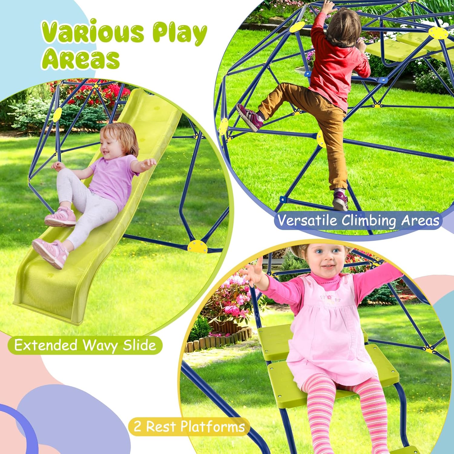 Kids Climbing Dome with Extend – Kids Outdoor Jungle Gym With Slide Bewertung und Preis