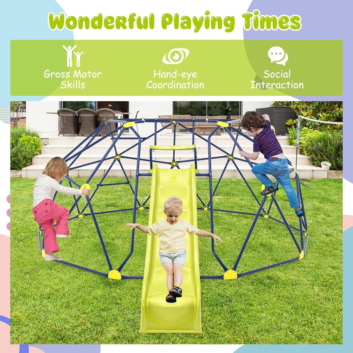 Kids Climbing Dome with Extend – Kids Outdoor Jungle Gym With Slide Bewertung und Preis