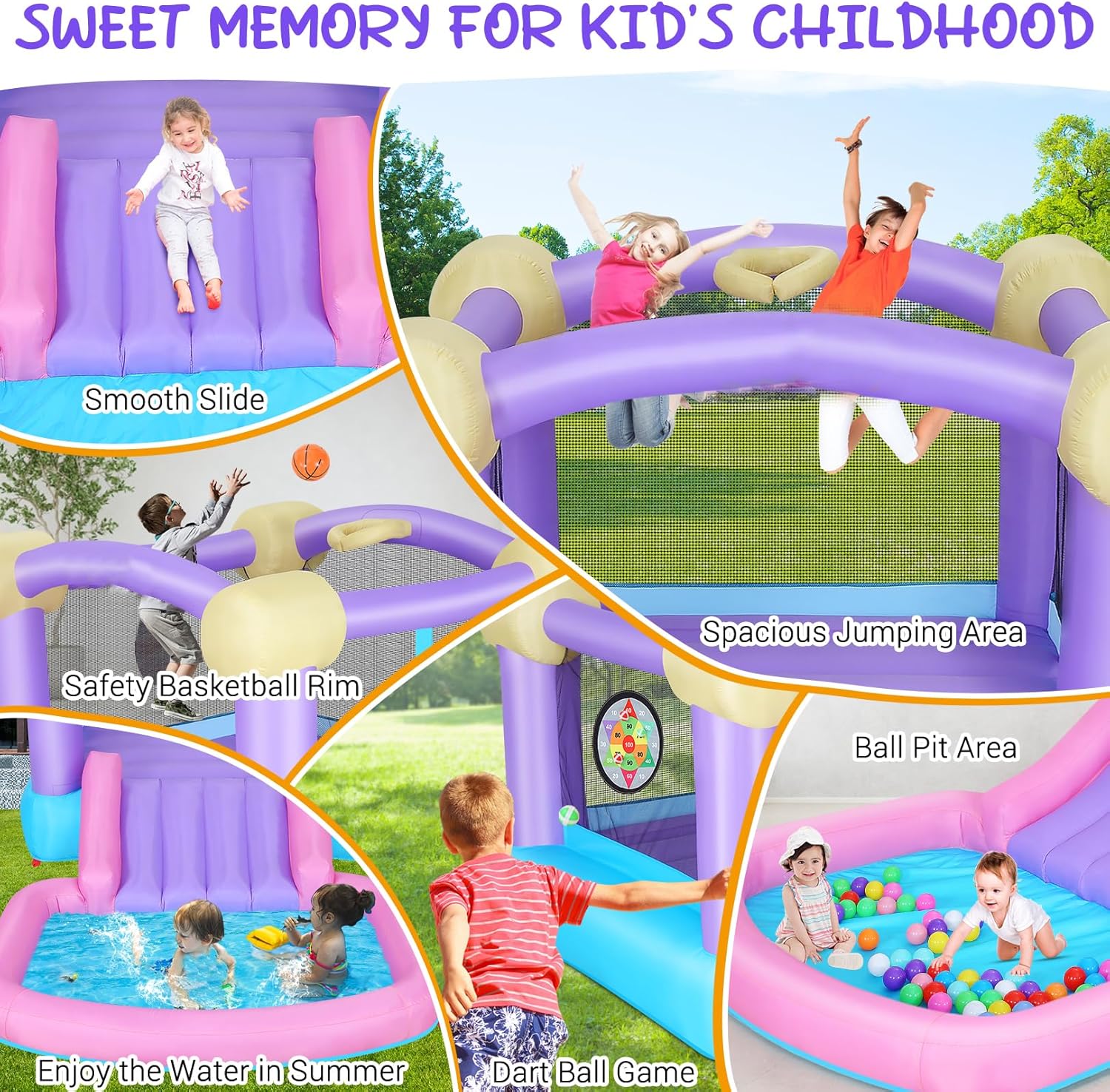 Kids Inflatable Bounce House w – Kids Outdoor Jump House Bewertung und Preis