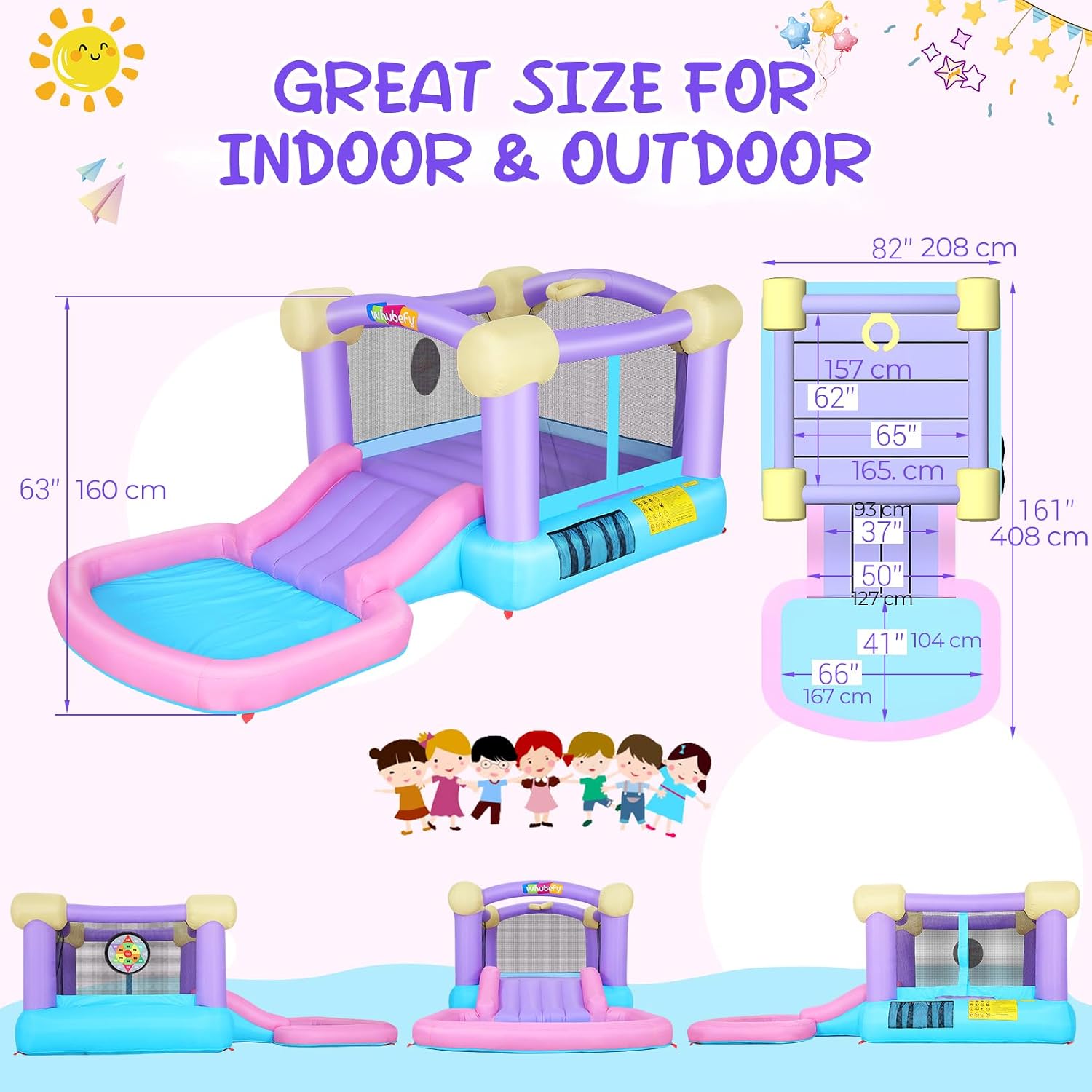 Kids Inflatable Bounce House w – Kids Outdoor Jump House Bewertung und Preis