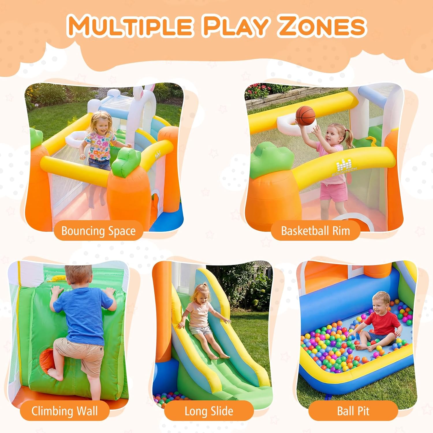 Inflatable Bounce House with B – Kids Outdoor Jump House Bewertung und Preis