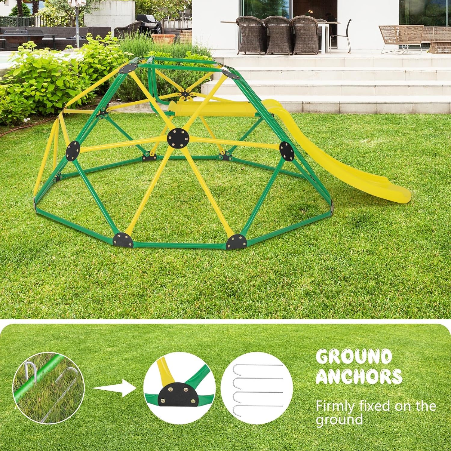 Climbing Dome with Slide, Kids – Kids Outdoor Jungle Gym With Slide Bewertung und Preis