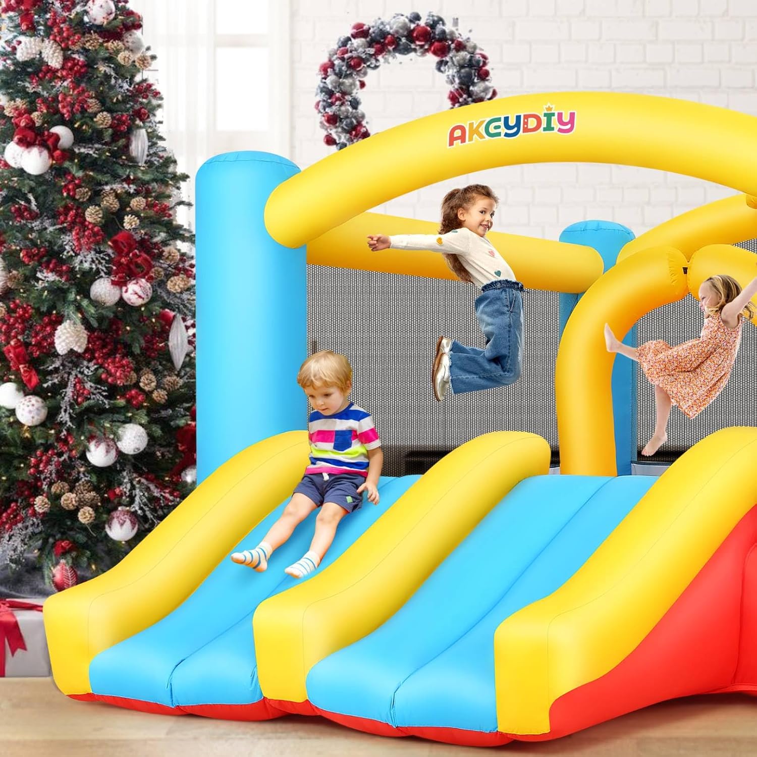 Inflatable Bouncy Castle with  – Kids Outdoor Jump House Bewertung und Preis