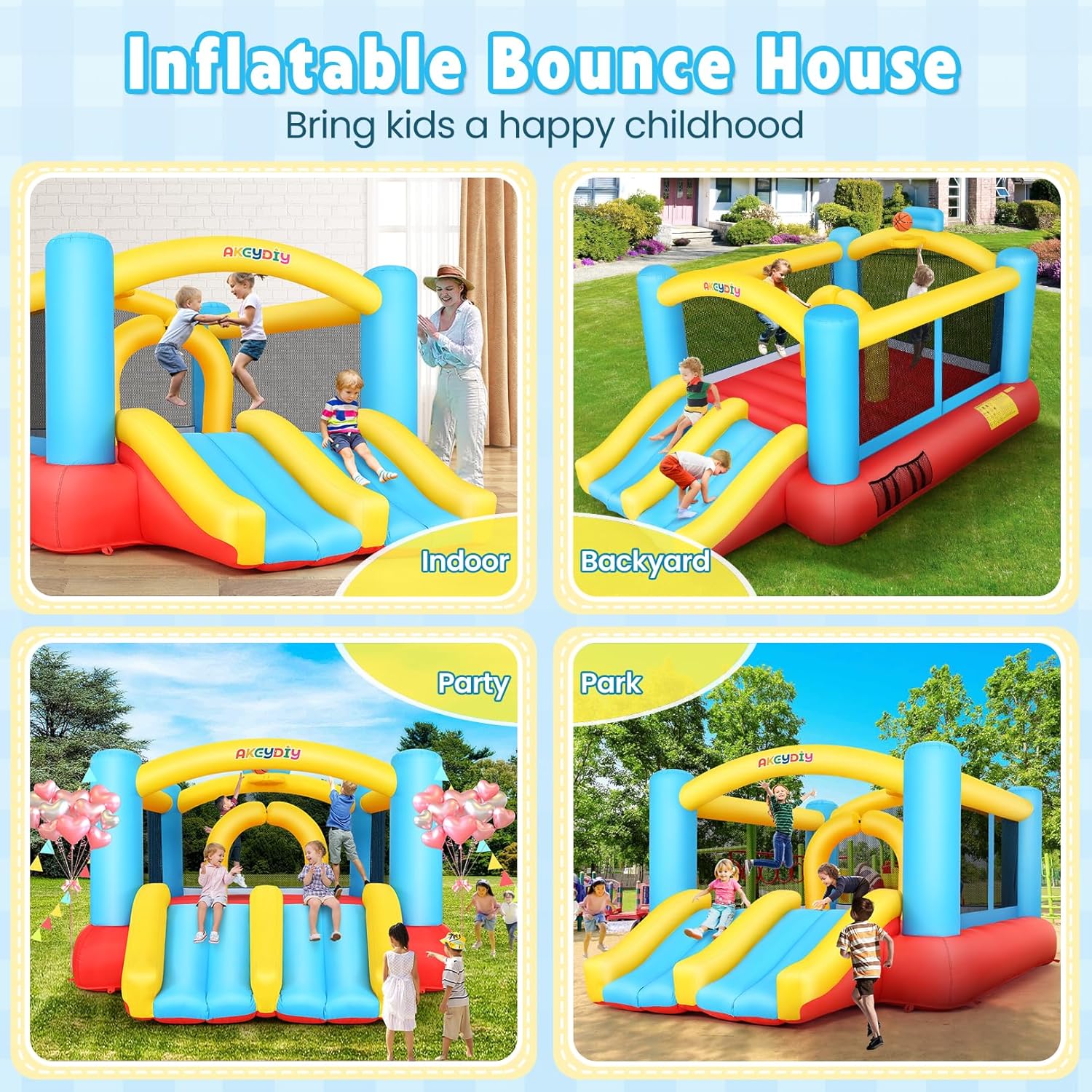 Inflatable Bouncy Castle with  – Kids Outdoor Jump House Bewertung und Preis
