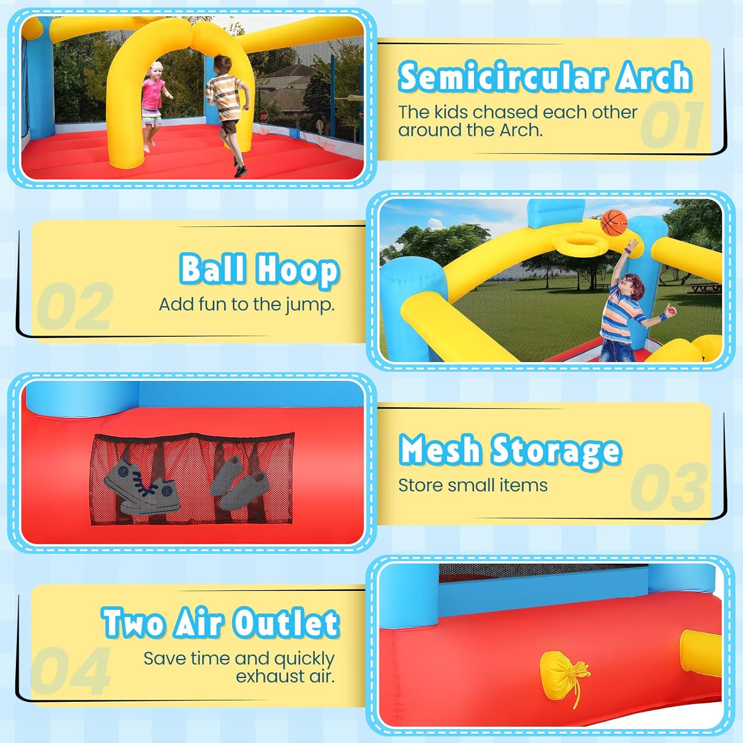 Inflatable Bouncy Castle with  – Kids Outdoor Jump House Bewertung und Preis