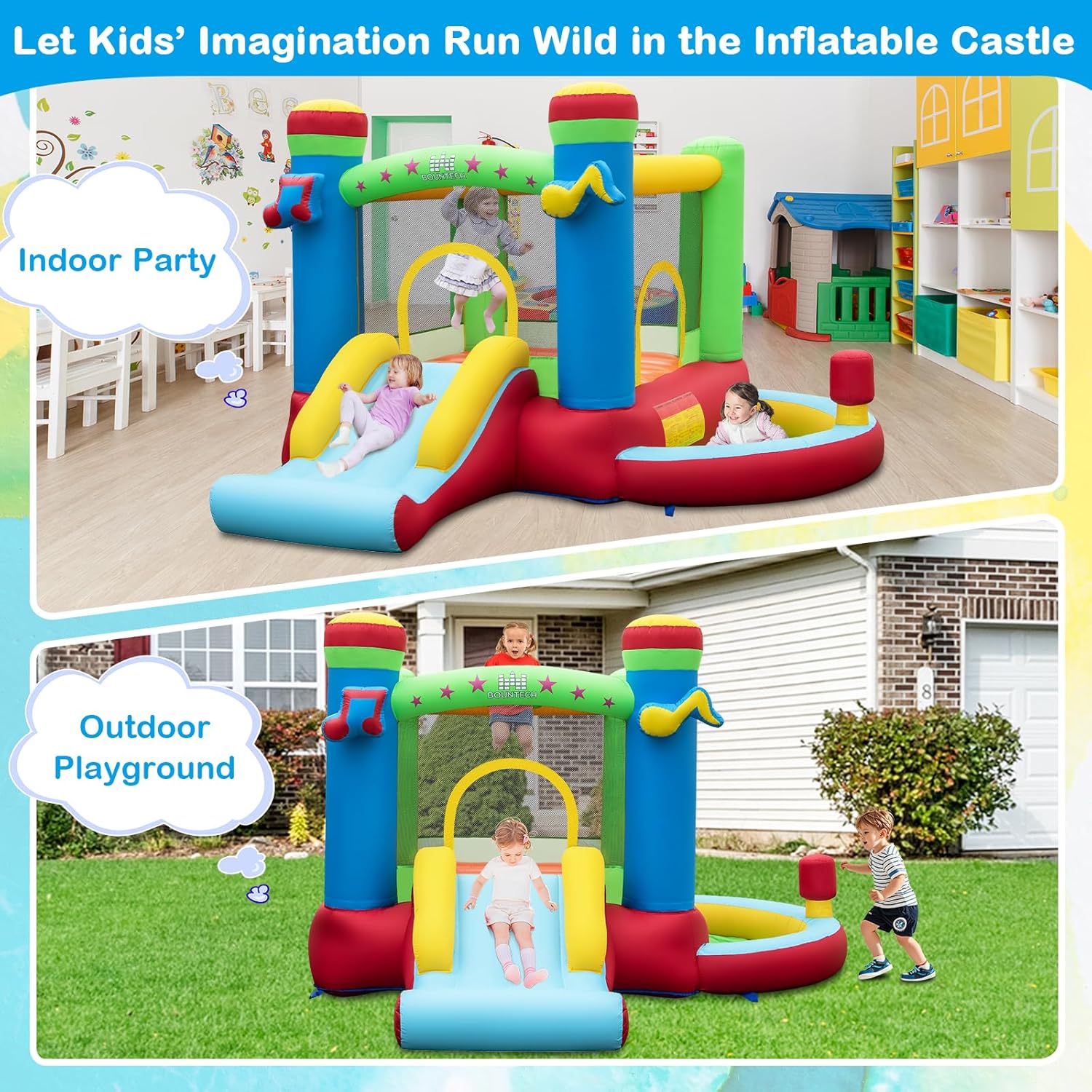 Inflatable Bounce House with B – Kids Outdoor Jump House Bewertung und Preis