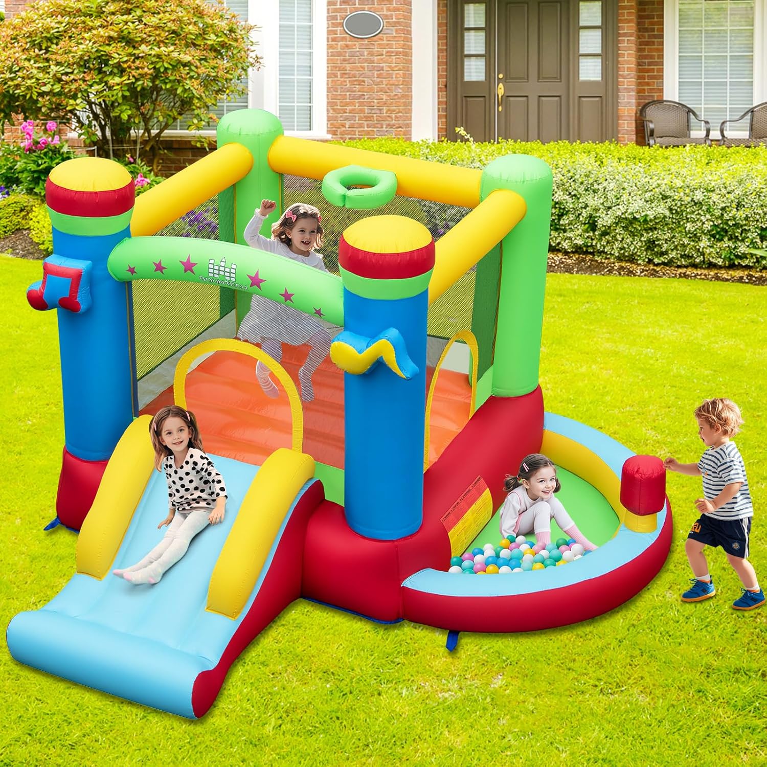 Inflatable Bounce House with B – Kids Outdoor Jump House Bewertung und Preis