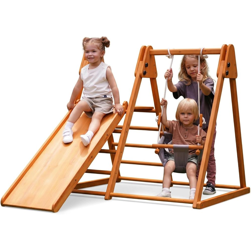 4-in-1 Outdoor Wooden Playset  – Kids Outdoor Jungle Gym With Slide Bewertung und Preis