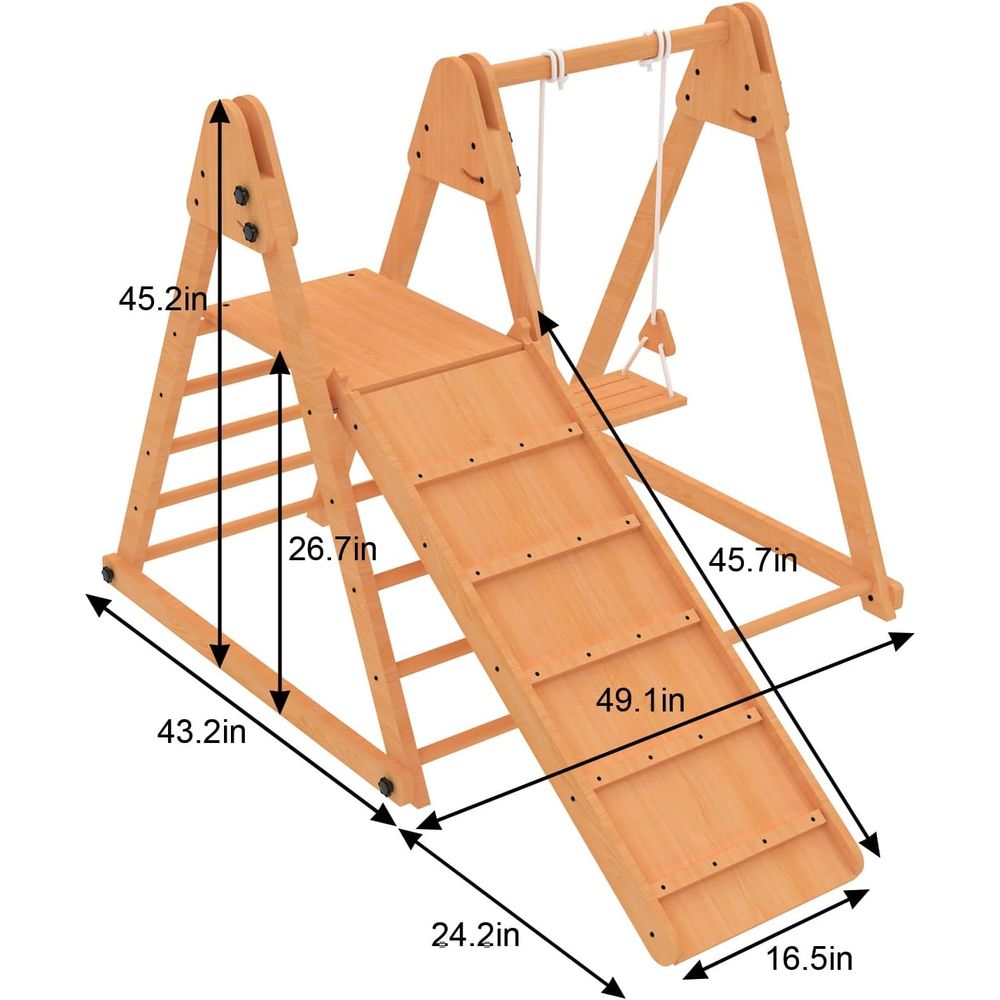 4-in-1 Outdoor Wooden Playset  – Kids Outdoor Jungle Gym With Slide Bewertung und Preis
