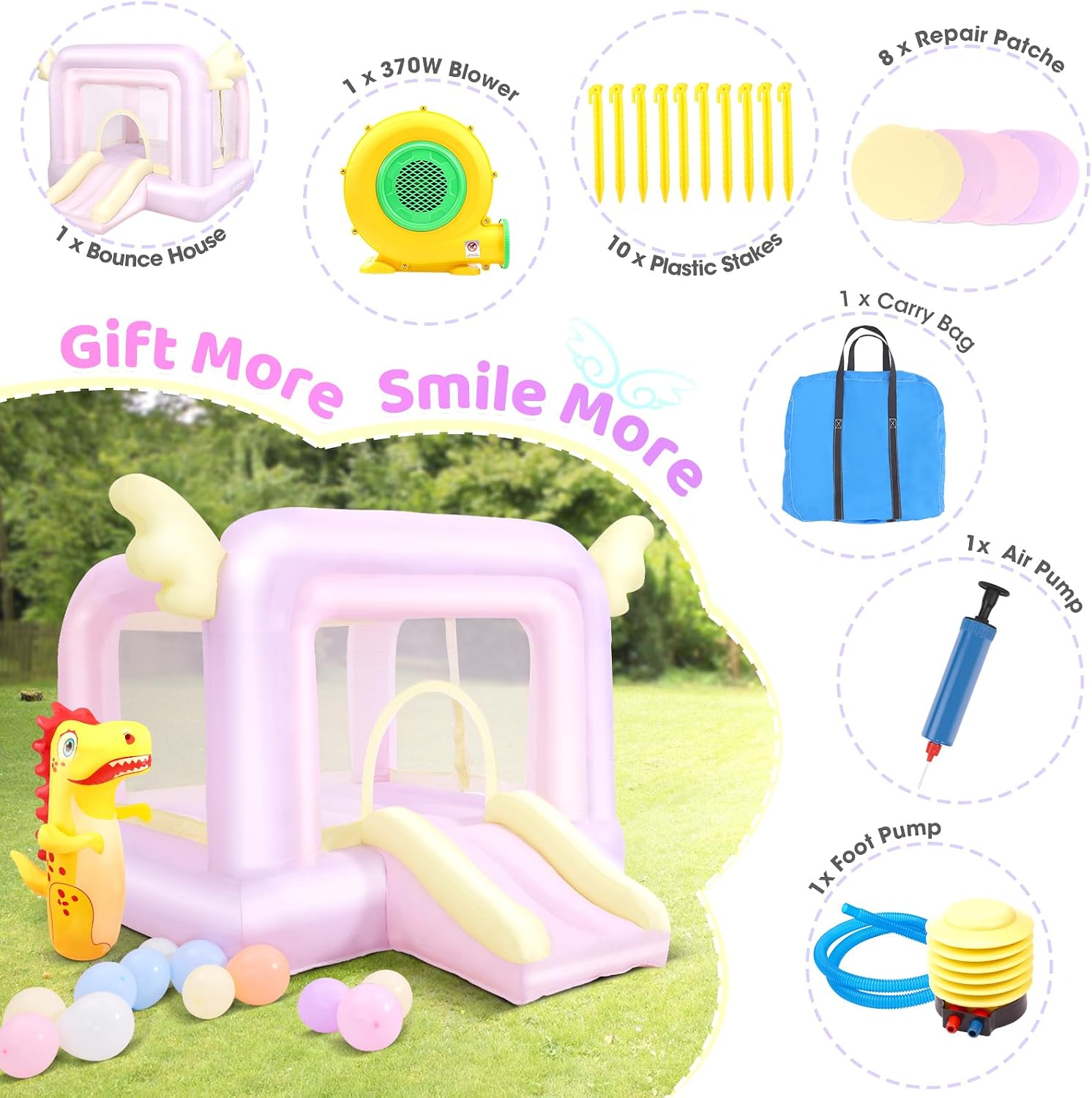 Inflatable Bouncy Castle with  – Kids Outdoor Jump House Bewertung und Preis