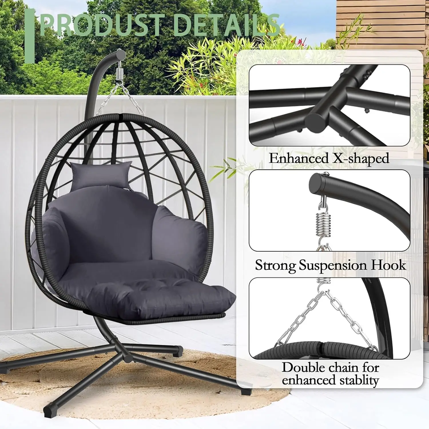Hanging Egg Chair with Stand a – Kids Outdoor Hanging Chair Bewertung und Preis