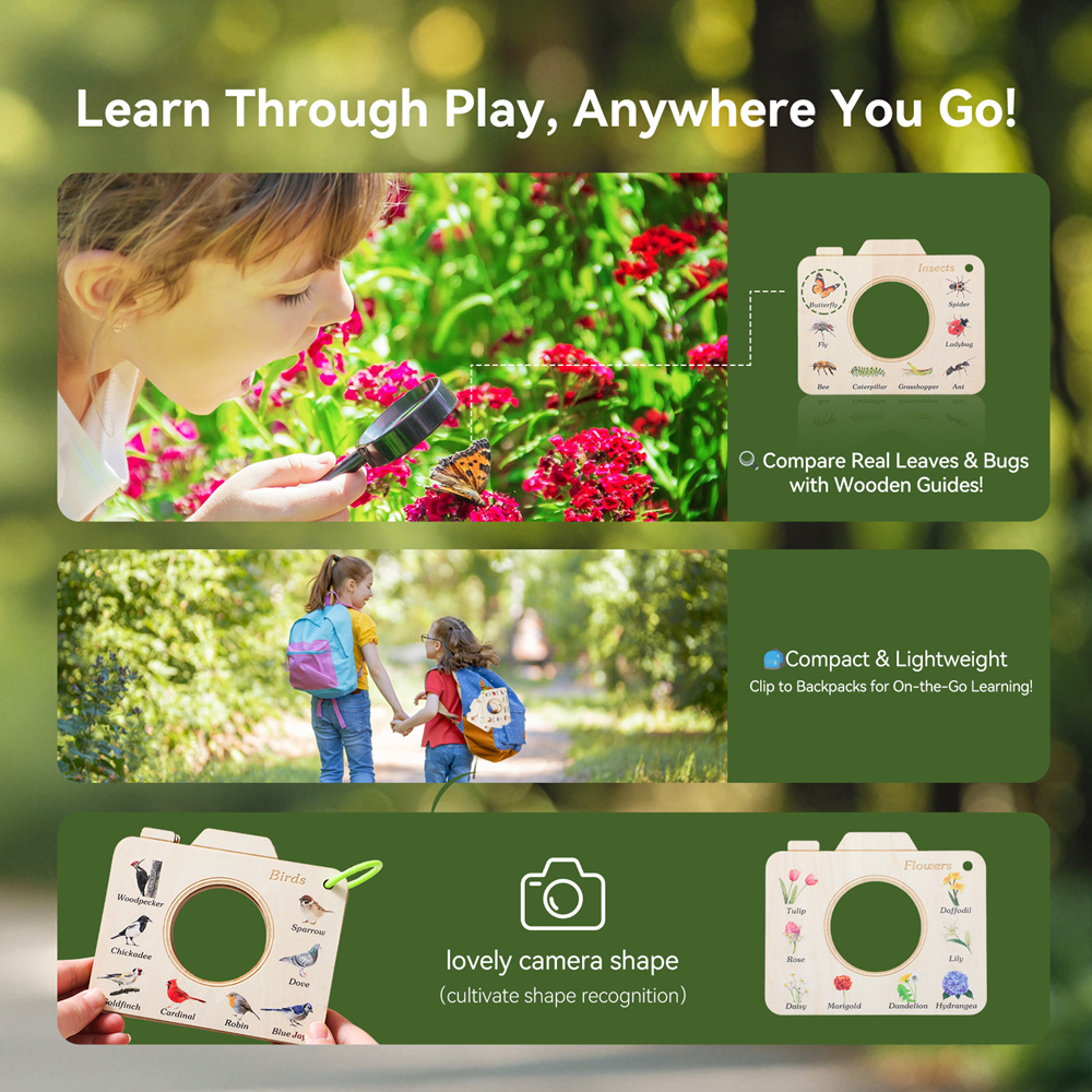 Wooden Camera Shape Nature Cog – Kids Outdoor Activity Set Bewertung und Preis