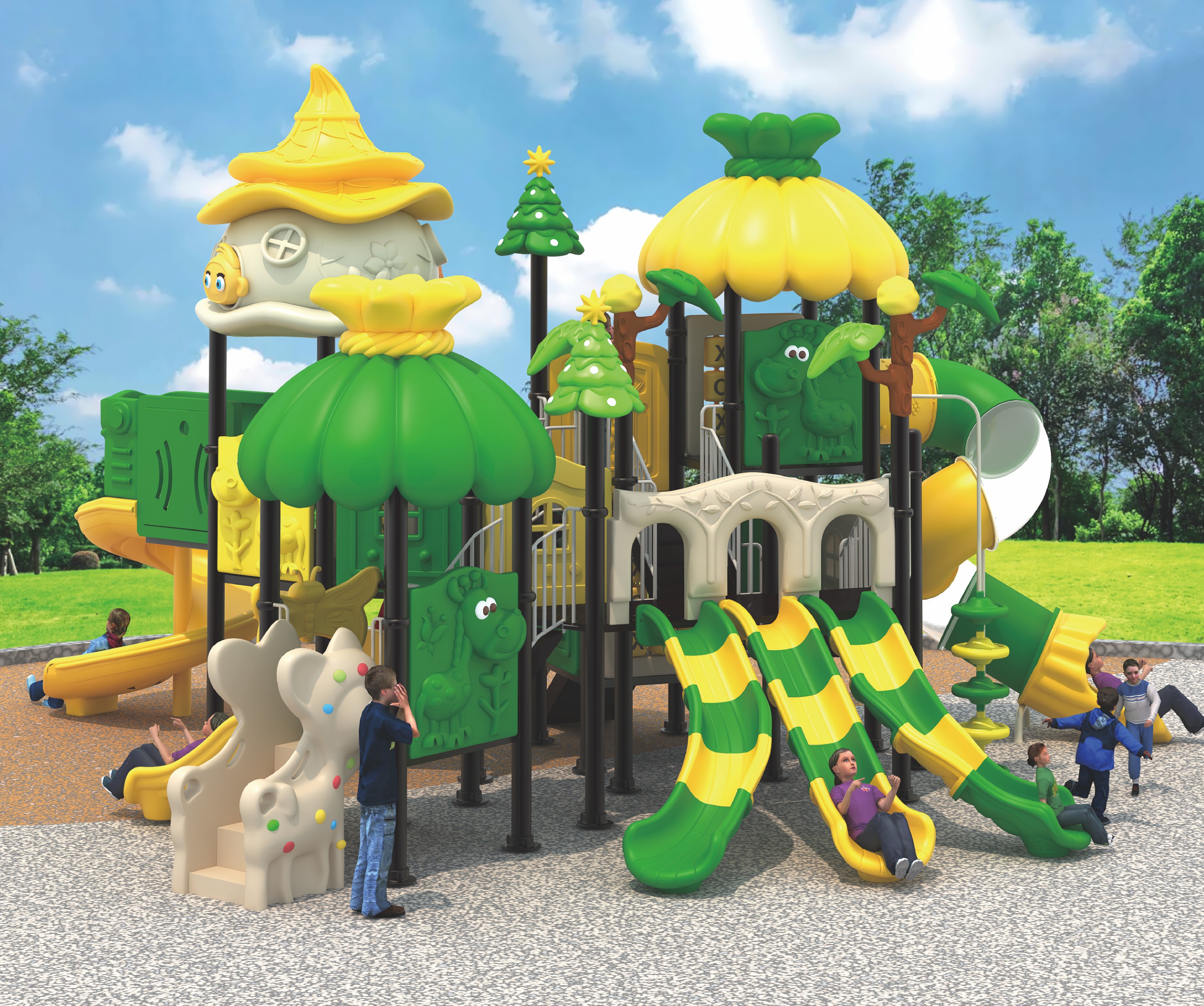 Forest Theme Garden Outdoor Pl – Kids Outdoor Jungle Gym With Slide Bewertung und Preis