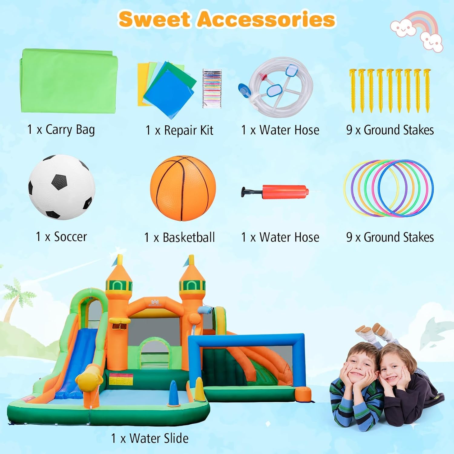 9-in-1 Inflatable Water Park B – Kids Outdoor Jump House Bewertung und Preis