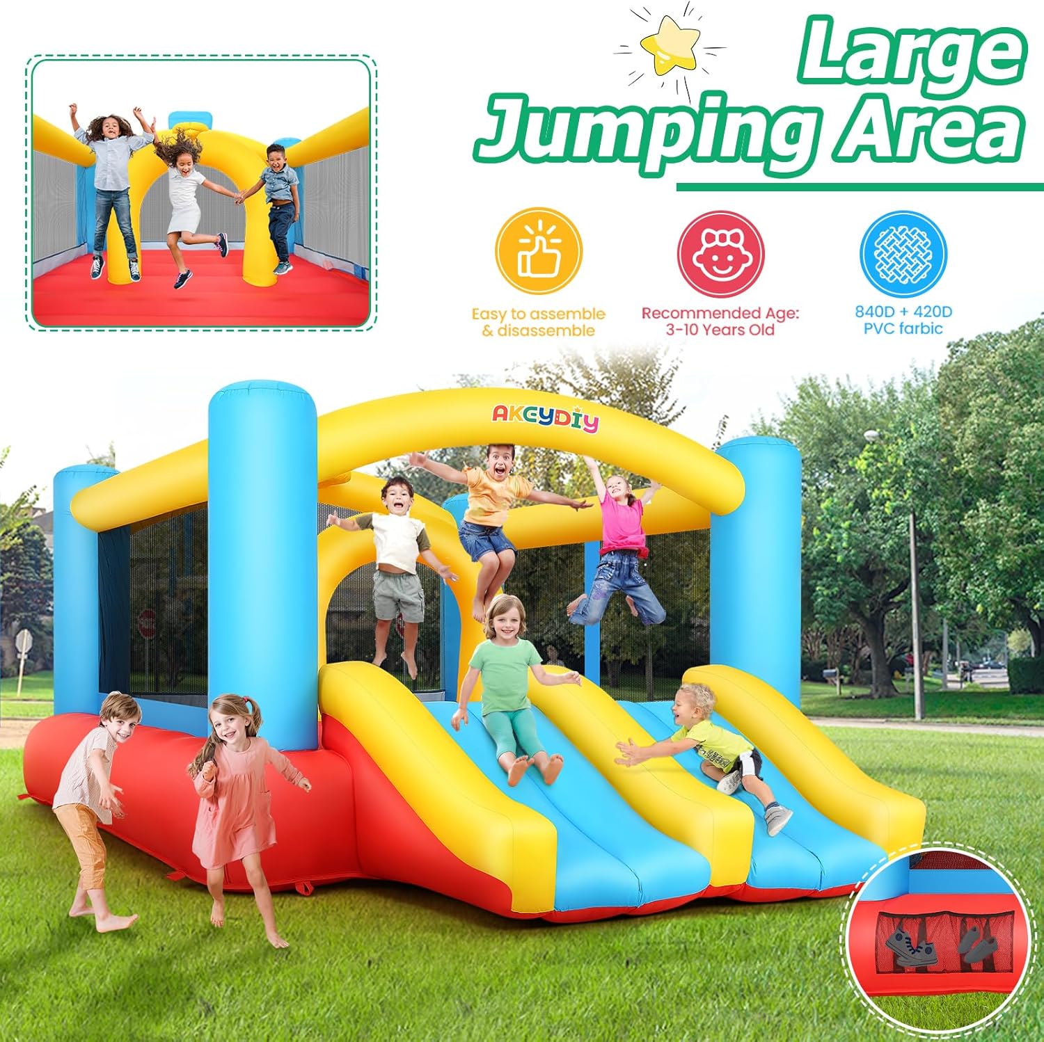 Kids Inflatable Bouncy Castle  – Kids Outdoor Inflatable Bewertung und Preis