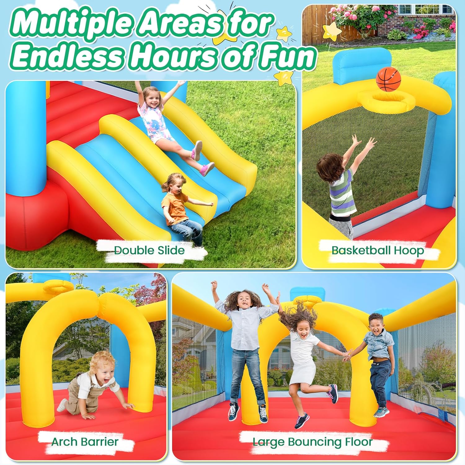 Kids Inflatable Bouncy Castle  – Kids Outdoor Inflatable Bewertung und Preis